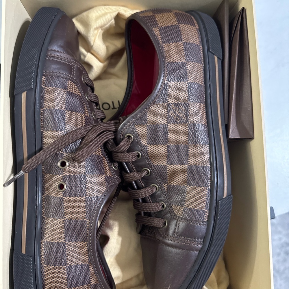 Louis Vuitton Damier Ebene Canvas & Leather Low‑Top Sneaker USED